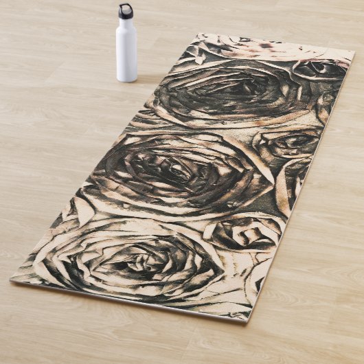 Glamour Rozen Gold Bronze Rustic Floral Glam Yogamat (In situ)