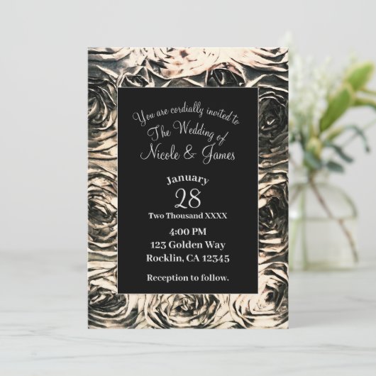 Glamour Rozen Gold Bronze Rustic Floral Wedding Kaart (Staand voorkant)