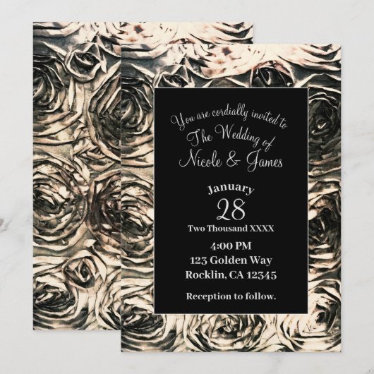 Glamour Rozen Gold Bronze Rustic Floral Wedding Kaart (Voorkant / Achterkant)