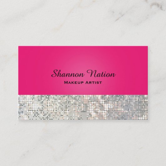 Glamour Sequin Glitter Hot Pink Glam Visitekaartje (Voorkant)