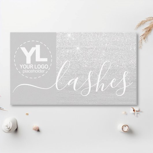 Glamour Silver Glitter Glam Bling Logo Sjabloon Visitekaartje