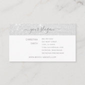 Glamour Silver Glitter Glam Bling Logo Sjabloon Visitekaartje (Achterkant)