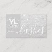 Glamour Silver Glitter Glam Bling Logo Sjabloon Visitekaartje (Voorkant)