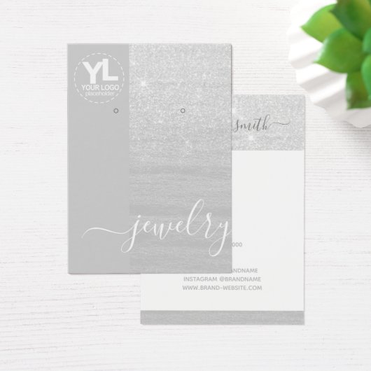 Glamour Silver Glitter Glam met lange aarden Visitekaartje (Bureau)