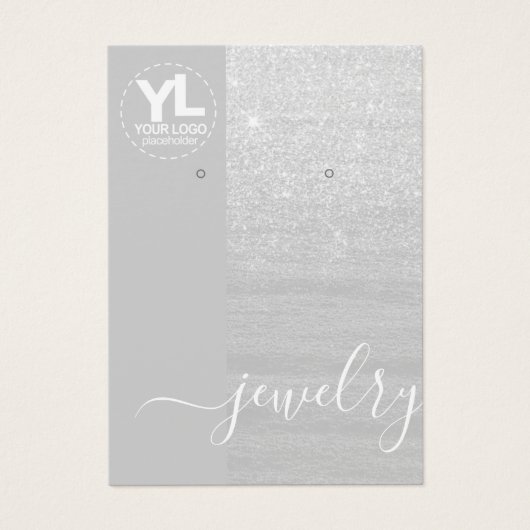 Glamour Silver Glitter Glam met lange aarden Visitekaartje (Voorkant)
