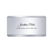 Glamour Silver Sjabloon Modern Elegant Script Cool Etiket (Voorkant)