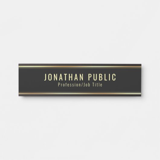 Glamour Sjabloon Moderne Black en Gold Elegant Deurbordje (Voorkant)