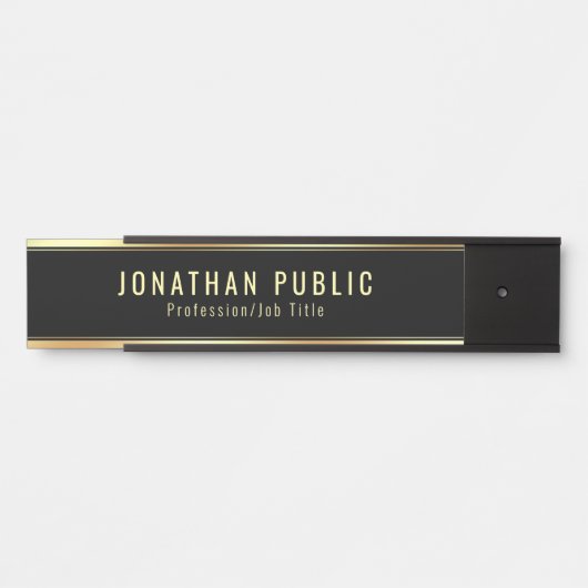 Glamour Sjabloon Moderne Black en Gold Elegant Deurbordje (Voorkant)
