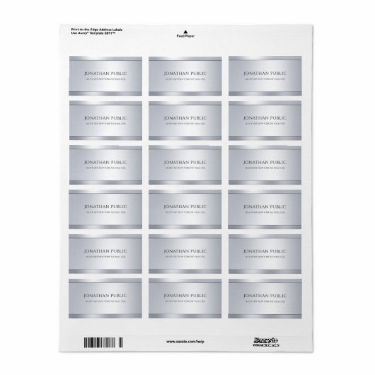 Glamour Sjabloon Professional Silver Modern Chic Etiket (Full Sheet)