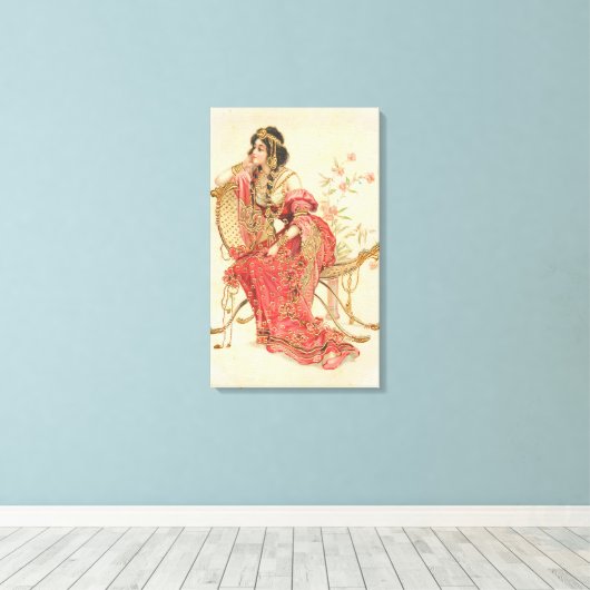 Glamour-studies - Lady Sitting Canvas Afdruk (Insitu (Houten vloer))