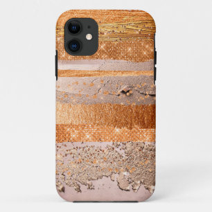 Glamour-textuur van koper Gold Strokes Case-Mate iPhone Case