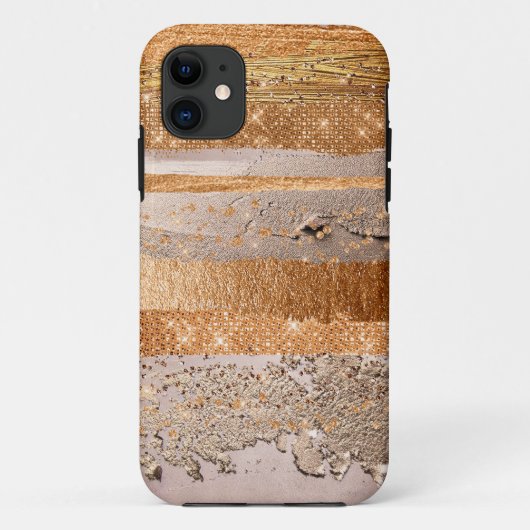 Glamour-textuur van koper Gold Strokes Case-Mate iPhone Case (Achterkant)