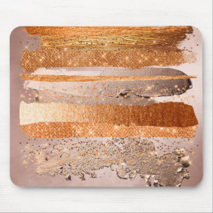 Glamour-textuur van koper Gold Strokes Muismat