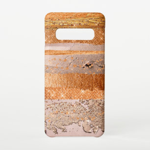 Glamour-textuur van koper Gold Strokes Samsung Galaxy S10 Hoesje