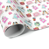 Glamour Waterverf: Mode Naadloos Patroon Cadeaupapier (Rol Hoek)