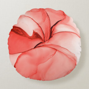Glamour Waterverf. Pastel helder effect. Roze pop Rond Kussen