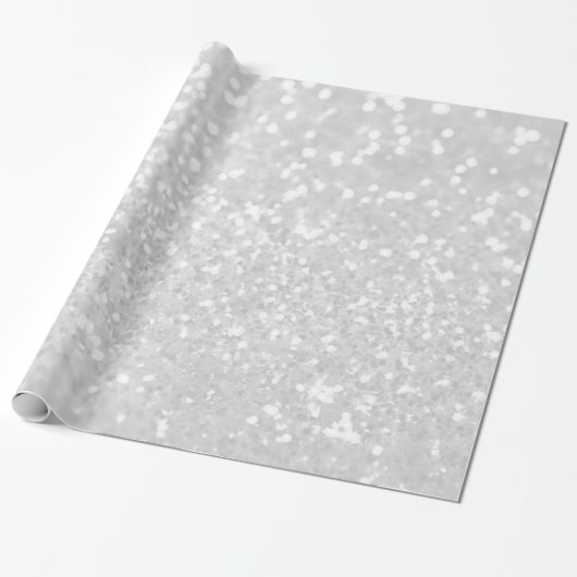Glamour White Faux Glitter Cadeaupapier (Uitgerold)