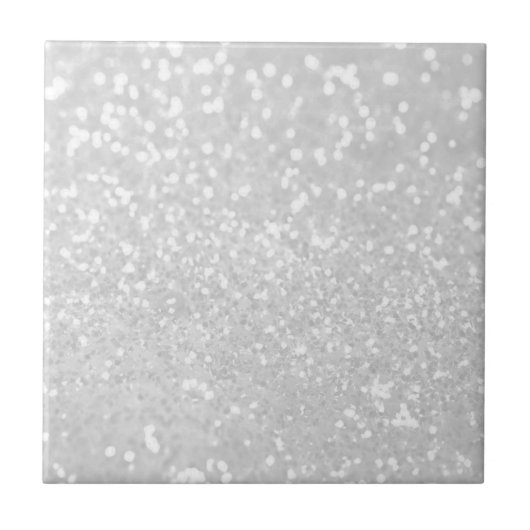 Glamour White Faux Glitter Tegeltje (Voorkant)