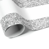 Glamour White Stripes met Silver Glitter Gedrukt Cadeaupapier (Rol Hoek)