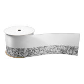 Glamour White Stripes met Silver Glitter Gedrukt Satijnen Lint (Spoel)