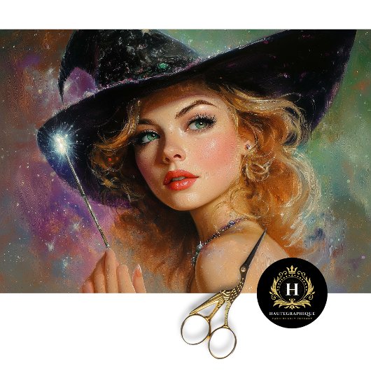 Glamour Witch met Sparkling Wand Decoupage Tissuepapier