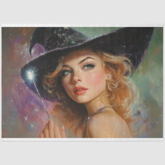 Glamour Witch met Sparkling Wand Decoupage Tissuepapier (Voorkant)