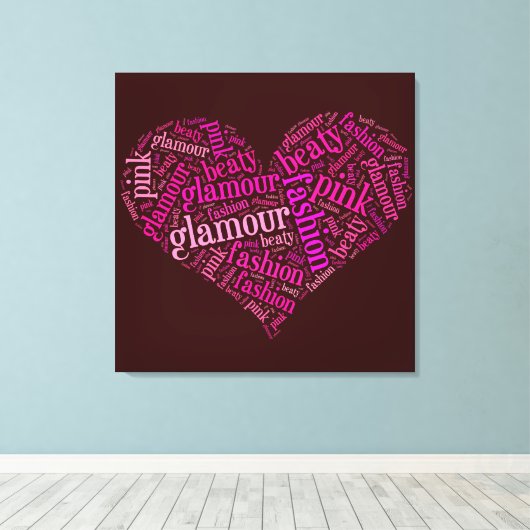 Glamour word cloud canvas afdruk (Insitu (Houten vloer))