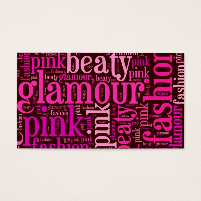 Glamour word cloud visitekaartjes (Voorkant)