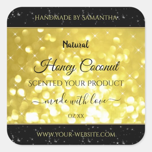 Glamour Yellow Gold Sparkle Glitter Product Labels (Voorkant)
