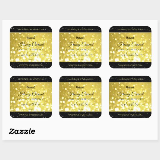 Glamour Yellow Gold Sparkle Glitter Product Labels (Vel)