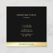 Glamour Zwart Goud Professionele Elegante Sjabloon Vierkante Visitekaartje (Achterkant)