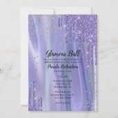 Glamourede zijde en glitter look Sweet Sixteen Inv Kaart (Voorkant)