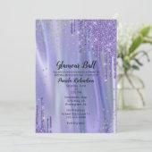 Glamourede zijde en glitter look Sweet Sixteen Inv Kaart (Staand voorkant)