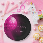 Glamoureus 17e verjaardag Hot Pink Party Disco Bal Papieren Bordje (Feest)