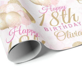 Glamoureus 18th Birthday Balloon Cadeaupapier