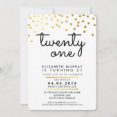 GLAMOUREUS 21e verjaardagsfeest INVITE gouden conf Kaart (Voorkant)