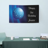 Glamoureus 21ste verjaardag Blue Party Disco Ball Spandoek (Beurs)