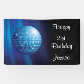 Glamoureus 21ste verjaardag Blue Party Disco Ball Spandoek (Horizontaal)