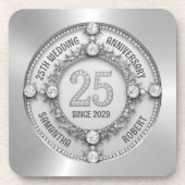 Glamoureus 25e bruiloft Jubileum Bier Onderzetter (Voorkant)