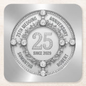 Glamoureus 25e bruiloft Jubileum Kartonnen Onderzetters (Voorkant)