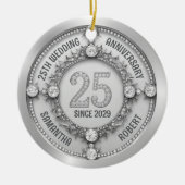 Glamoureus 25e bruiloft Jubileum Keramisch Ornament (Voorkant)