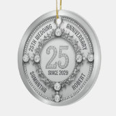 Glamoureus 25e bruiloft Jubileum Keramisch Ornament (Links)