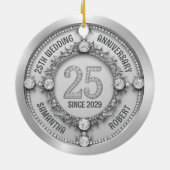 Glamoureus 25e bruiloft Jubileum Keramisch Ornament (Achterkant)