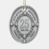 Glamoureus 25e bruiloft Jubileum Keramisch Ornament (Rechts)