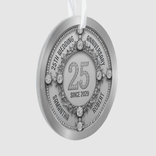 Glamoureus 25e bruiloft Jubileum Ornament (voorkant)