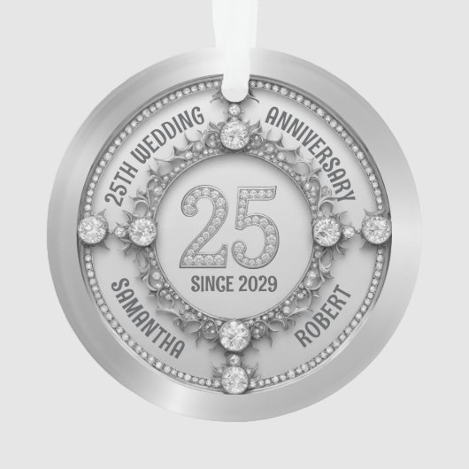 Glamoureus 25e bruiloft Jubileum Ornament (achterkant)