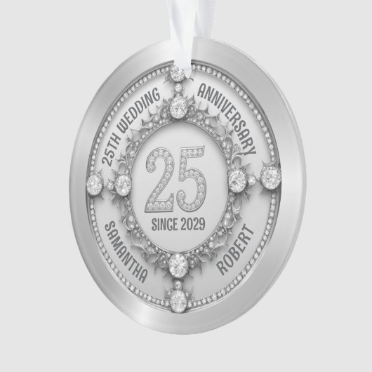 Glamoureus 25e bruiloft Jubileum Ornament (voorkant)