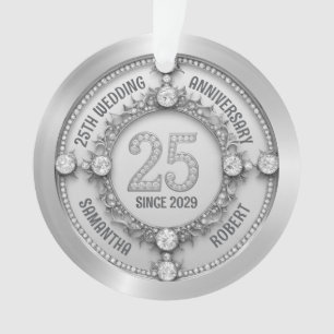 Glamoureus 25e bruiloft Jubileum Ornament