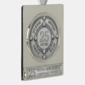 Glamoureus 25e bruiloft Jubileum Verzilverd Banner Ornament (Rechts)