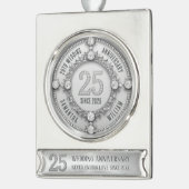 Glamoureus 25e bruiloft Jubileum Verzilverd Banner Ornament (Links)